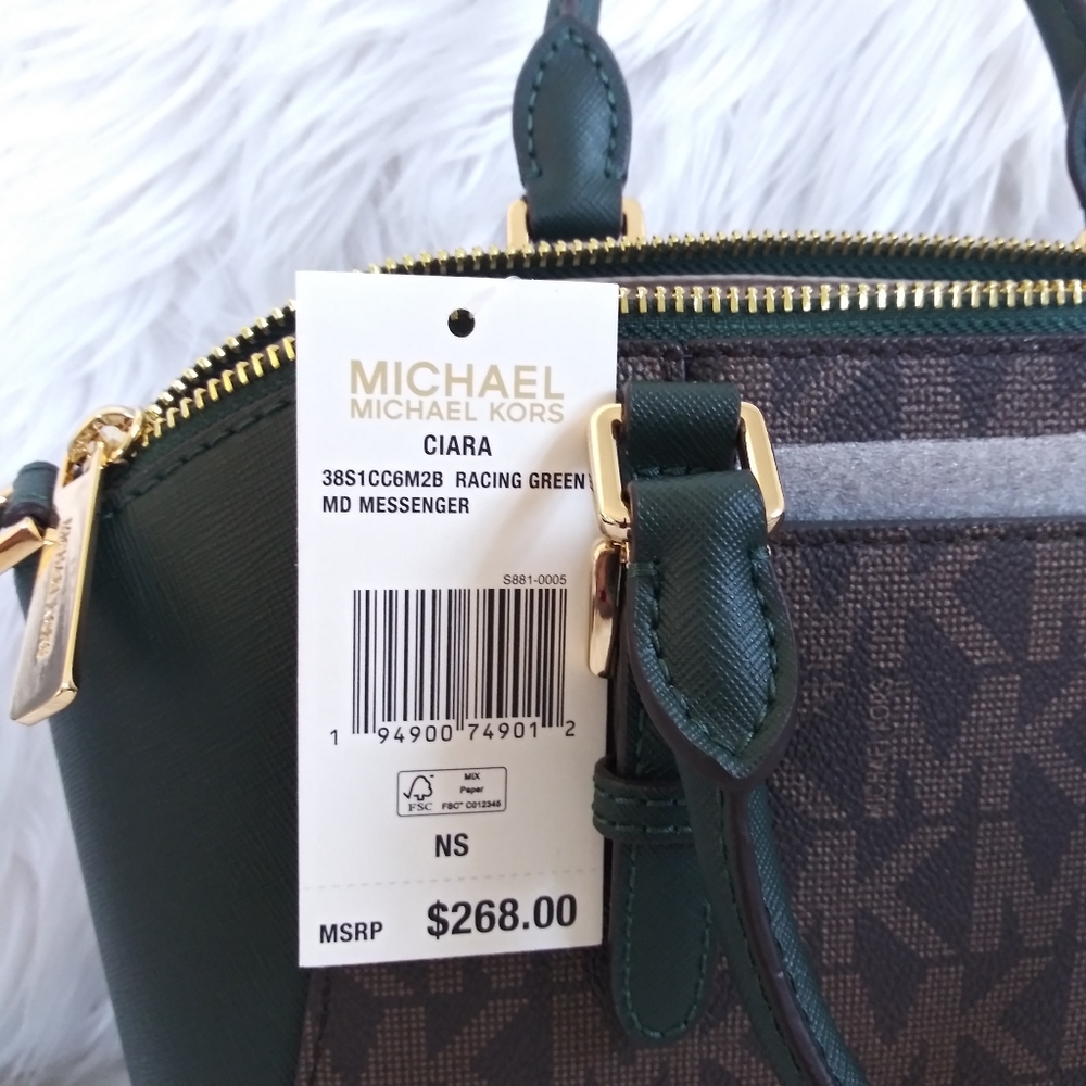 NWT MICHAEL KORS CIARA MEDIUM MESSENGER TOP ZIP SA - Picture 5 of 6